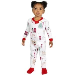 Burts Bees Holiday Footed Pajamas Zip Sleeper Christmas Baby 12mo Organic Cotton